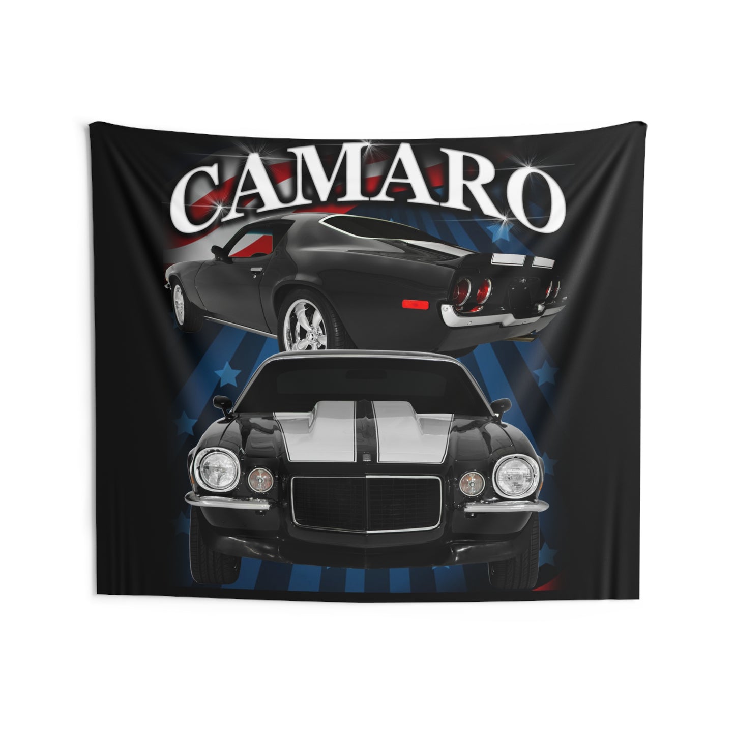 Black w white stripe 1970 Camaro Indoor Wall Tapestries Car Guy Gift