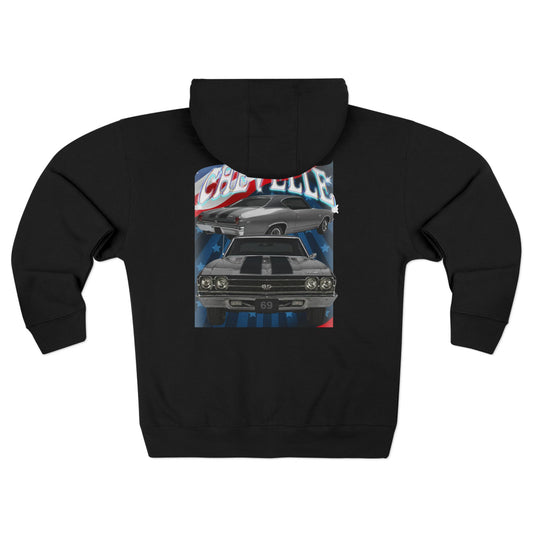 Grey Silver 1969,black stripes,Chevelle Heavy Full Zip Hoodie Sweatshirt,gift