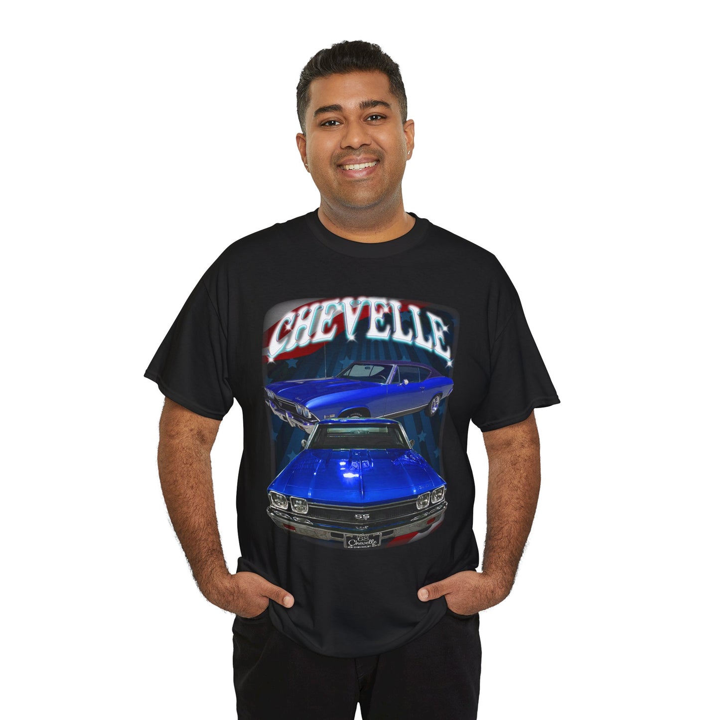 Dark Blue 1968 Chevelle Unisex Heavy Cotton Tee T Shirt muscle car Great Gift