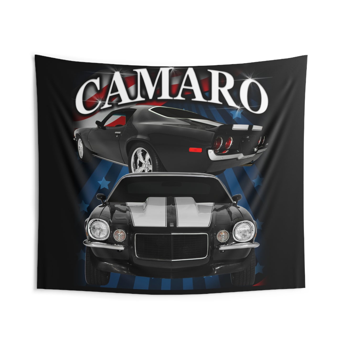 Black w white stripe 1970 Camaro Indoor Wall Tapestries Car Guy Gift