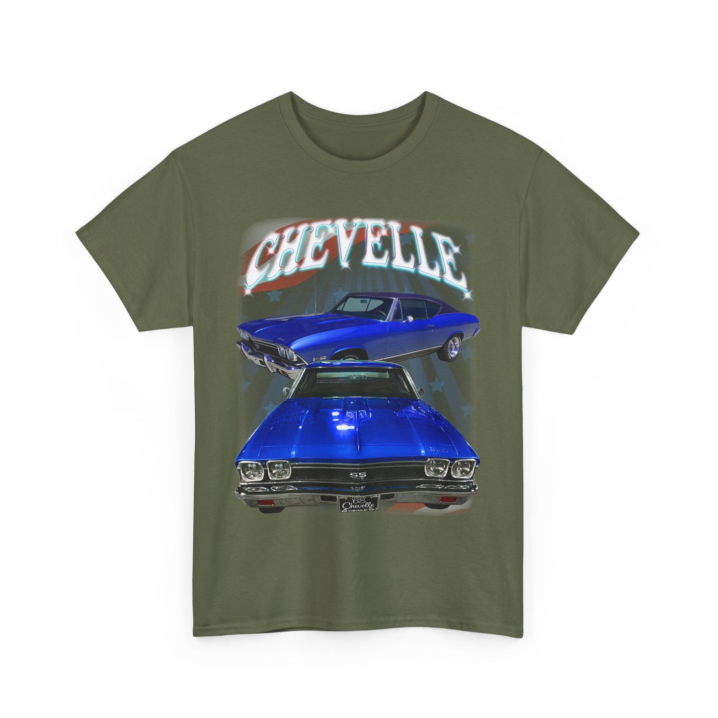Dark Blue 1968 Chevelle Unisex Heavy Cotton Tee T Shirt muscle car Great Gift