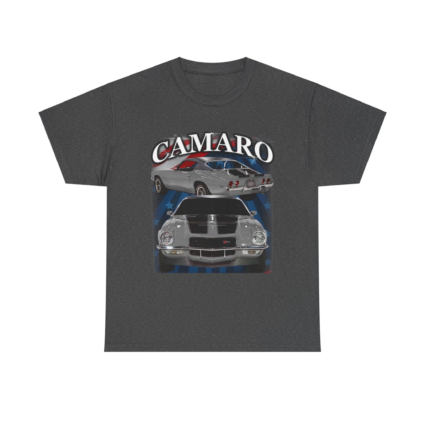 Grey Silver Black Stripe 1970 Camaro Heavy Cotton Tee T Shirt muscle car Gift