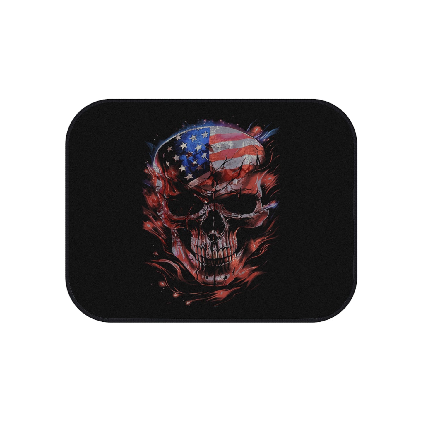 American Flag Skull, Set of 4 Car Mats, Great Truck Van Car Gift