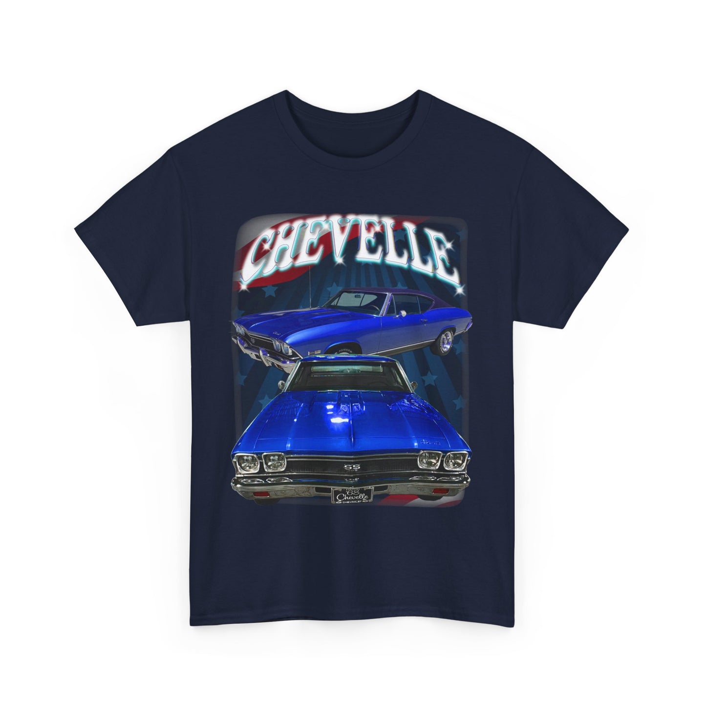 Dark Blue 1968 Chevelle Unisex Heavy Cotton Tee T Shirt muscle car Great Gift