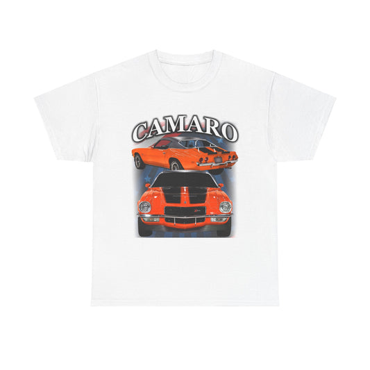 Orange Black Stripe 1970 Camaro Unisex Heavy Cotton Tee T Shirt muscle car Gift