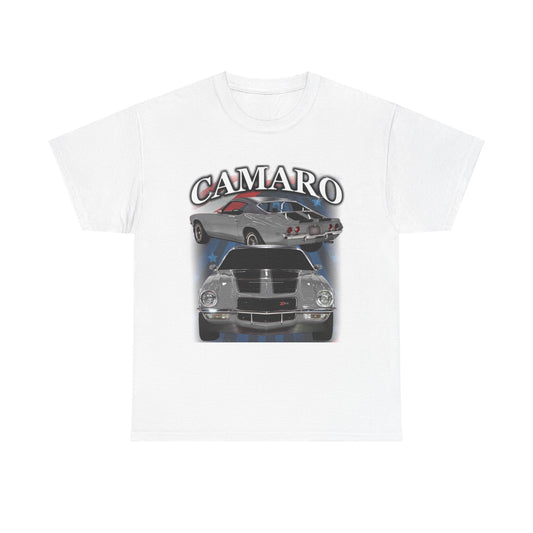 Grey Silver Black Stripe 1970 Camaro Heavy Cotton Tee T Shirt muscle car Gift