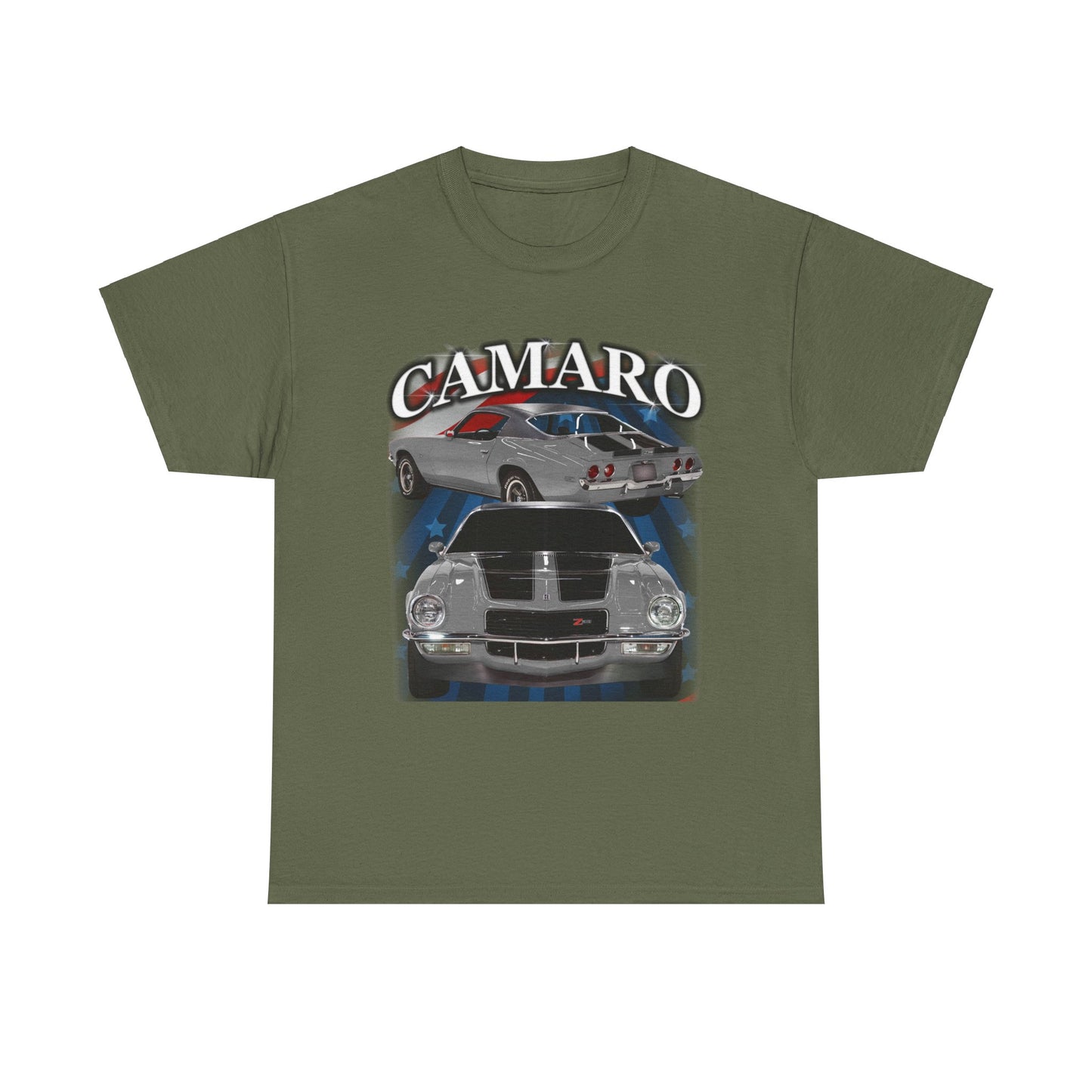Grey Silver Black Stripe 1970 Camaro Heavy Cotton Tee T Shirt muscle car Gift