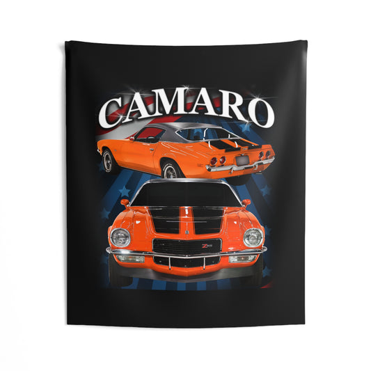Orange 1970 Camaro Indoor Wall Tapestries Car Guy Gift