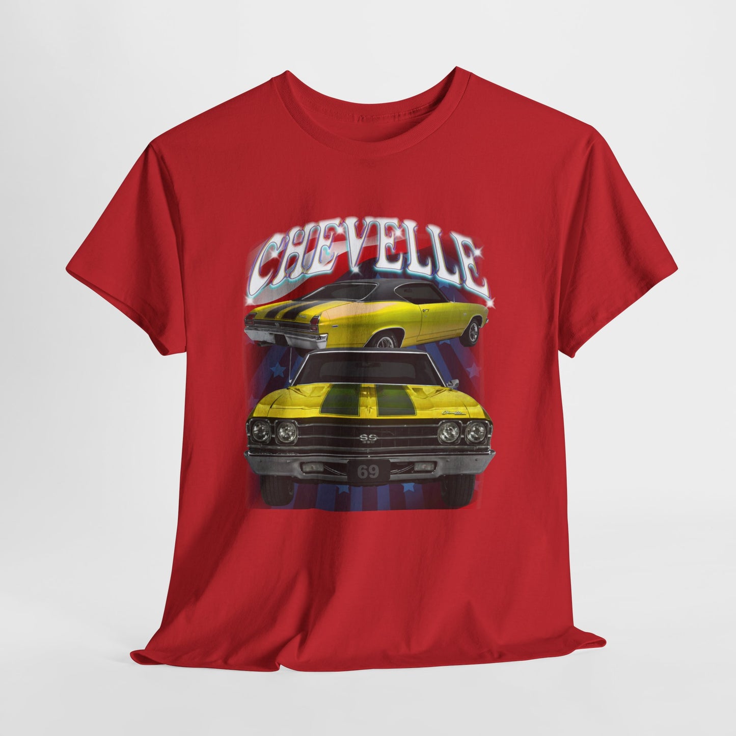 Yellow 1969,black stripes,Chevelle Heavy Cotton Tee T Shirt,Gift