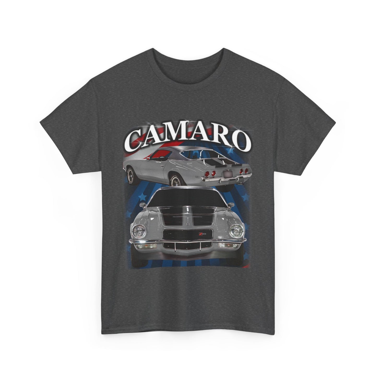 Grey Silver Black Stripe 1970 Camaro Heavy Cotton Tee T Shirt muscle car Gift