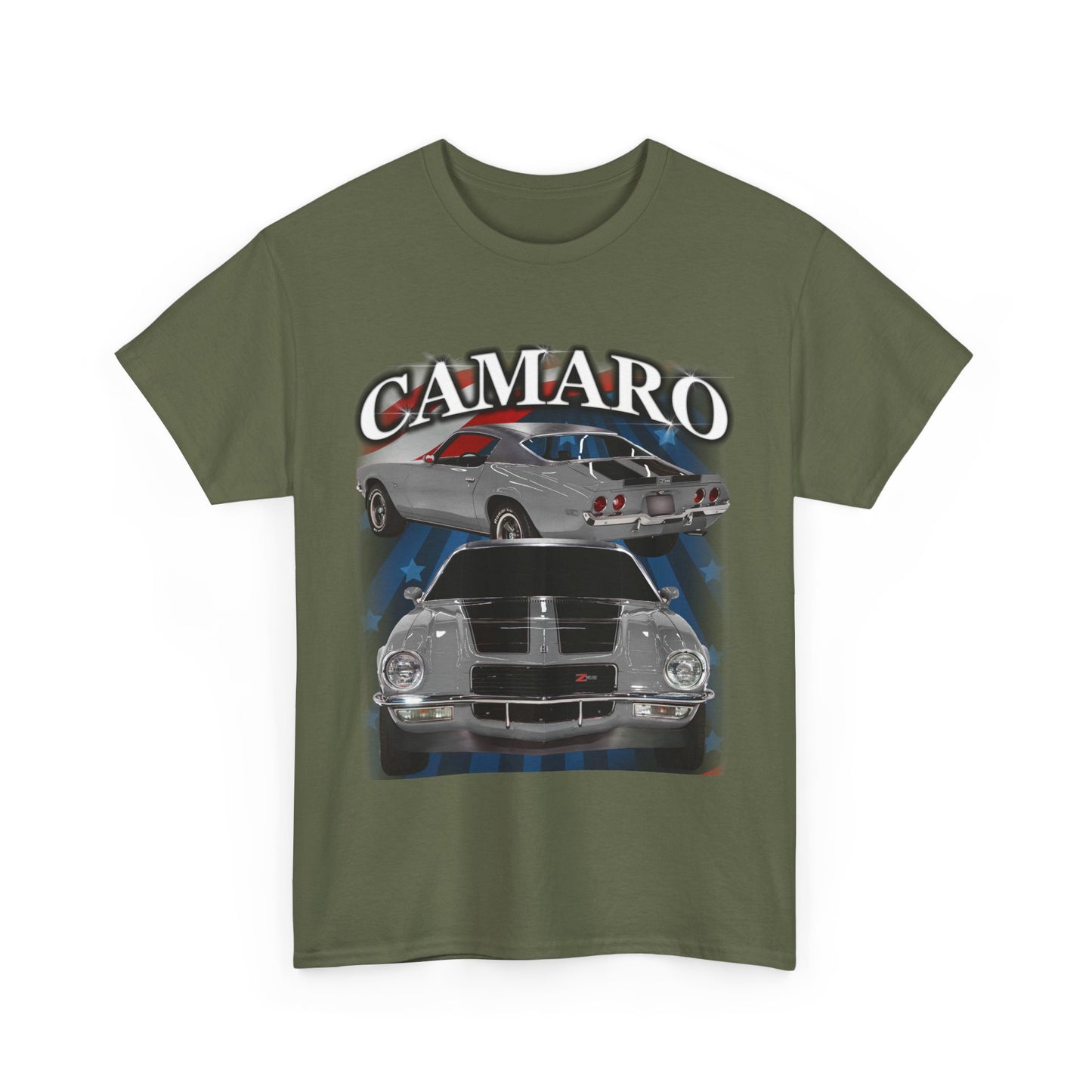 Grey Silver Black Stripe 1970 Camaro Heavy Cotton Tee T Shirt muscle car Gift