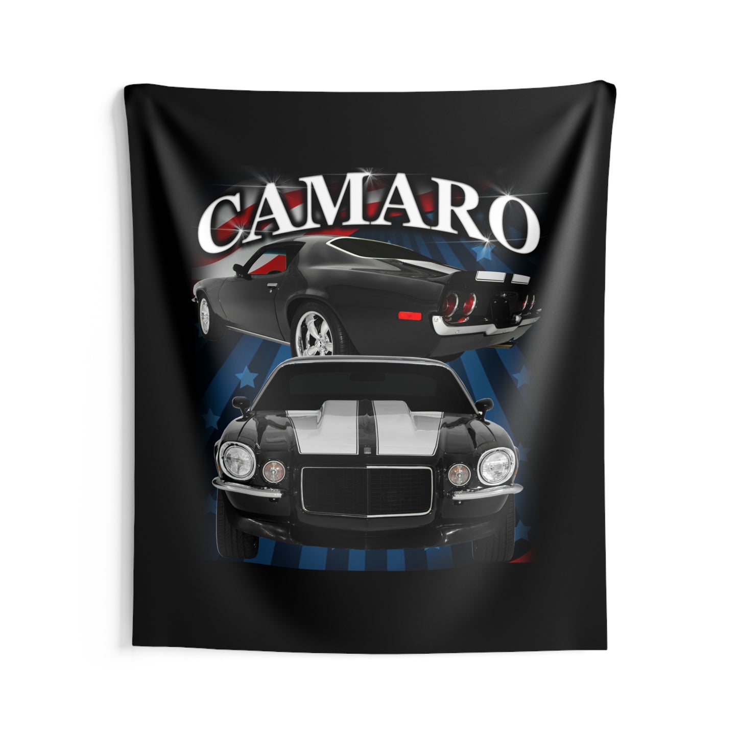 Black w white stripe 1970 Camaro Indoor Wall Tapestries Car Guy Gift