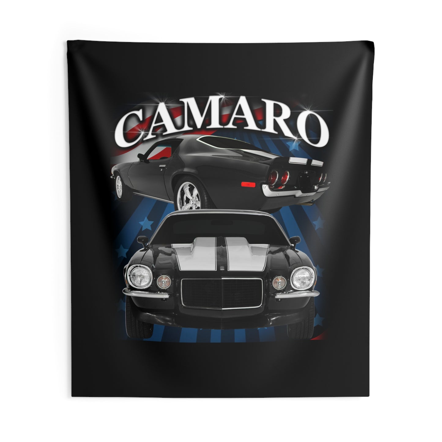 Black w white stripe 1970 Camaro Indoor Wall Tapestries Car Guy Gift