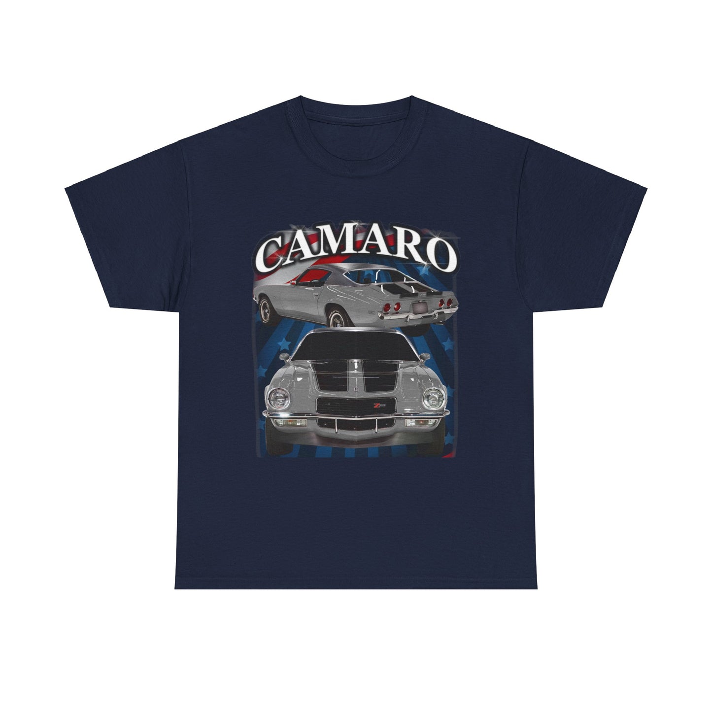 Grey Silver Black Stripe 1970 Camaro Heavy Cotton Tee T Shirt muscle car Gift