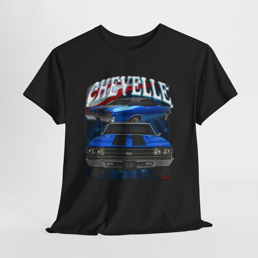 Blue 1969,black stripes,Chevelle Heavy Cotton Tee T Shirt,Gift
