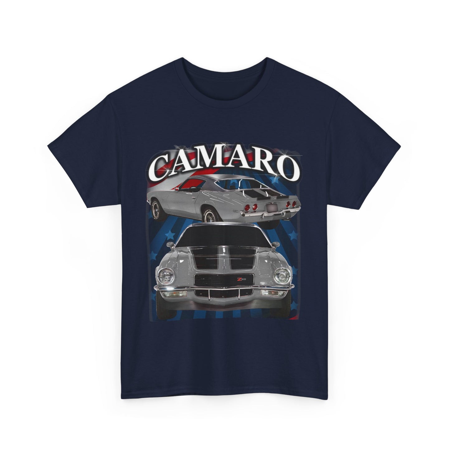 Grey Silver Black Stripe 1970 Camaro Heavy Cotton Tee T Shirt muscle car Gift