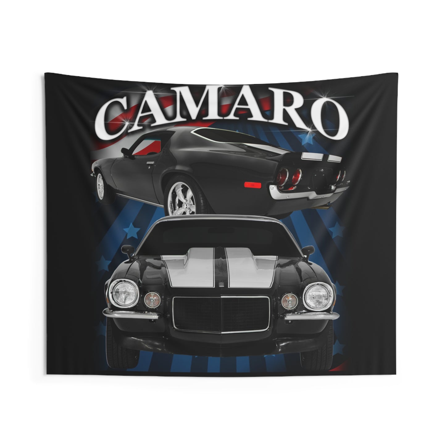Black w white stripe 1970 Camaro Indoor Wall Tapestries Car Guy Gift