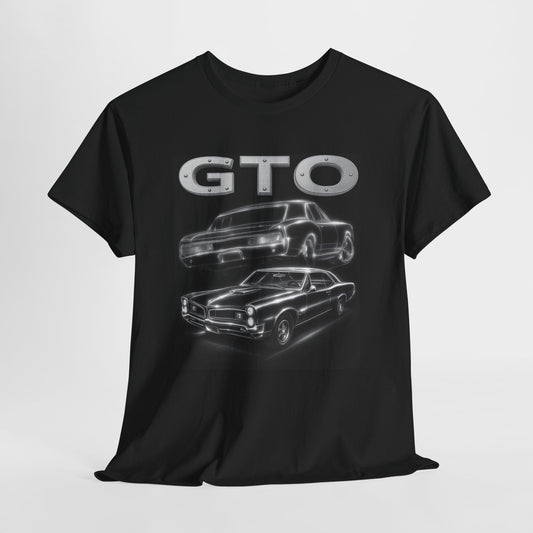 Silver 1966 GTO Heavy Cotton Tee T Shirt car Great Gift