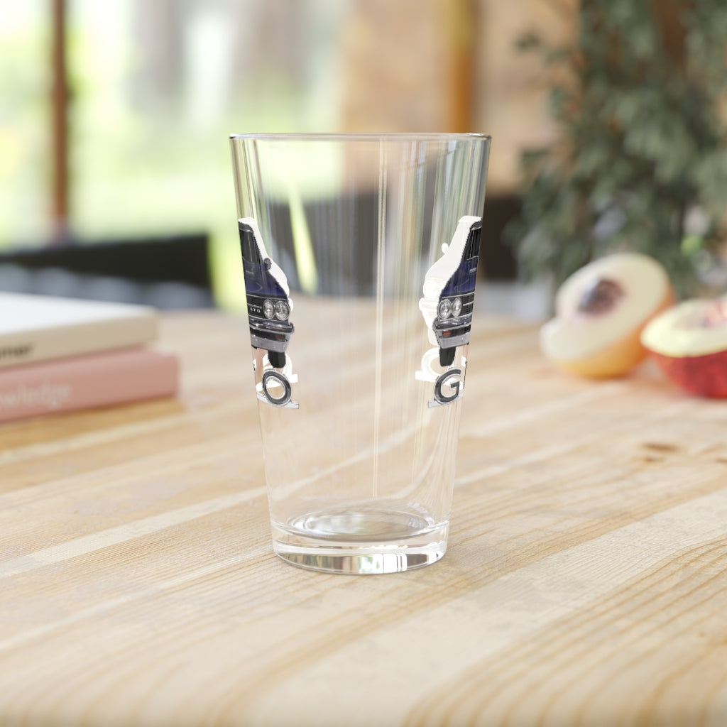 Navy 1964 Pontiac GTO Classic Muscle Car Guy Gift,lover,Camaro,corvette,charger,challenger,hot rod,Chevrolet Pint Glass, 16oz