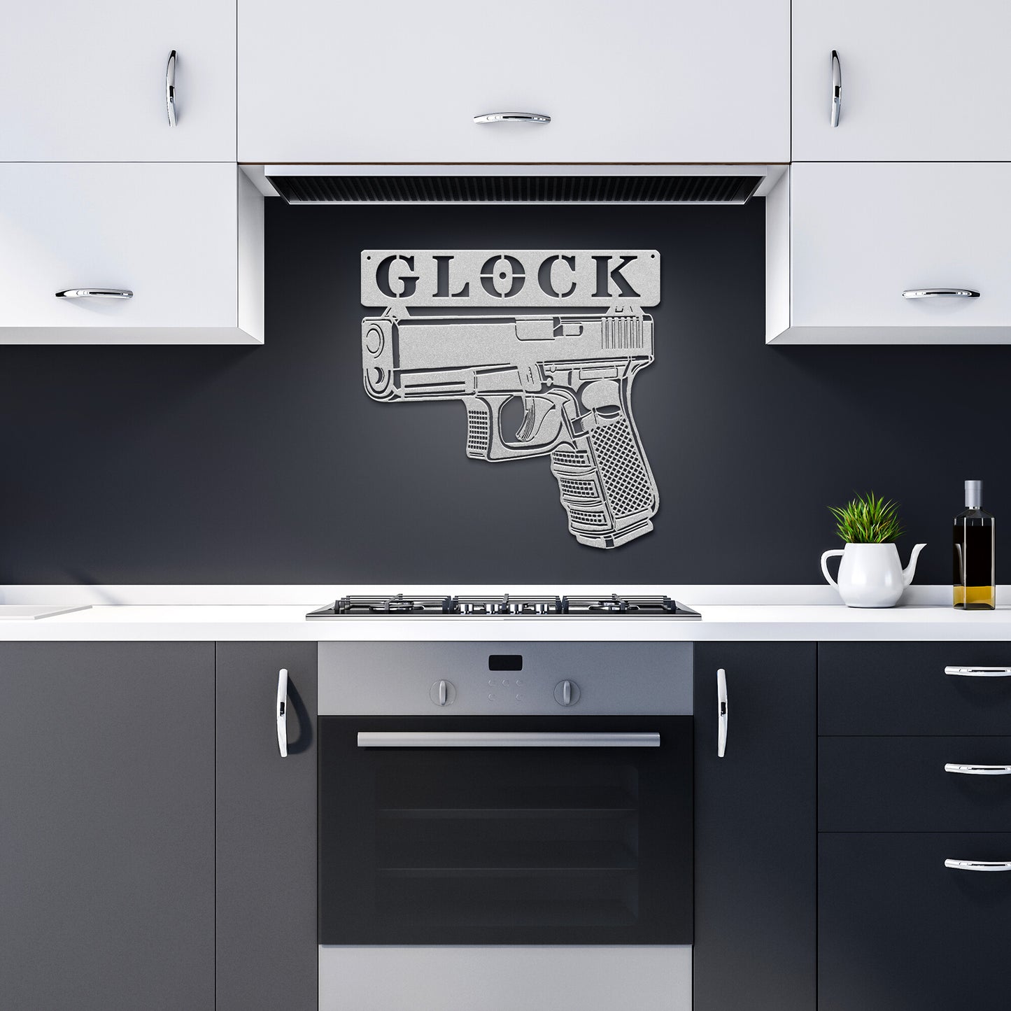 Laser Cut Steel Glock Gun Sign Wall Art Home Decor Man Cave
