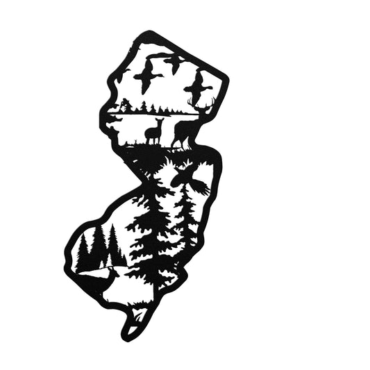 New Jersey Nature Seen Metal Sign Wall Art Deer Ducks Trees