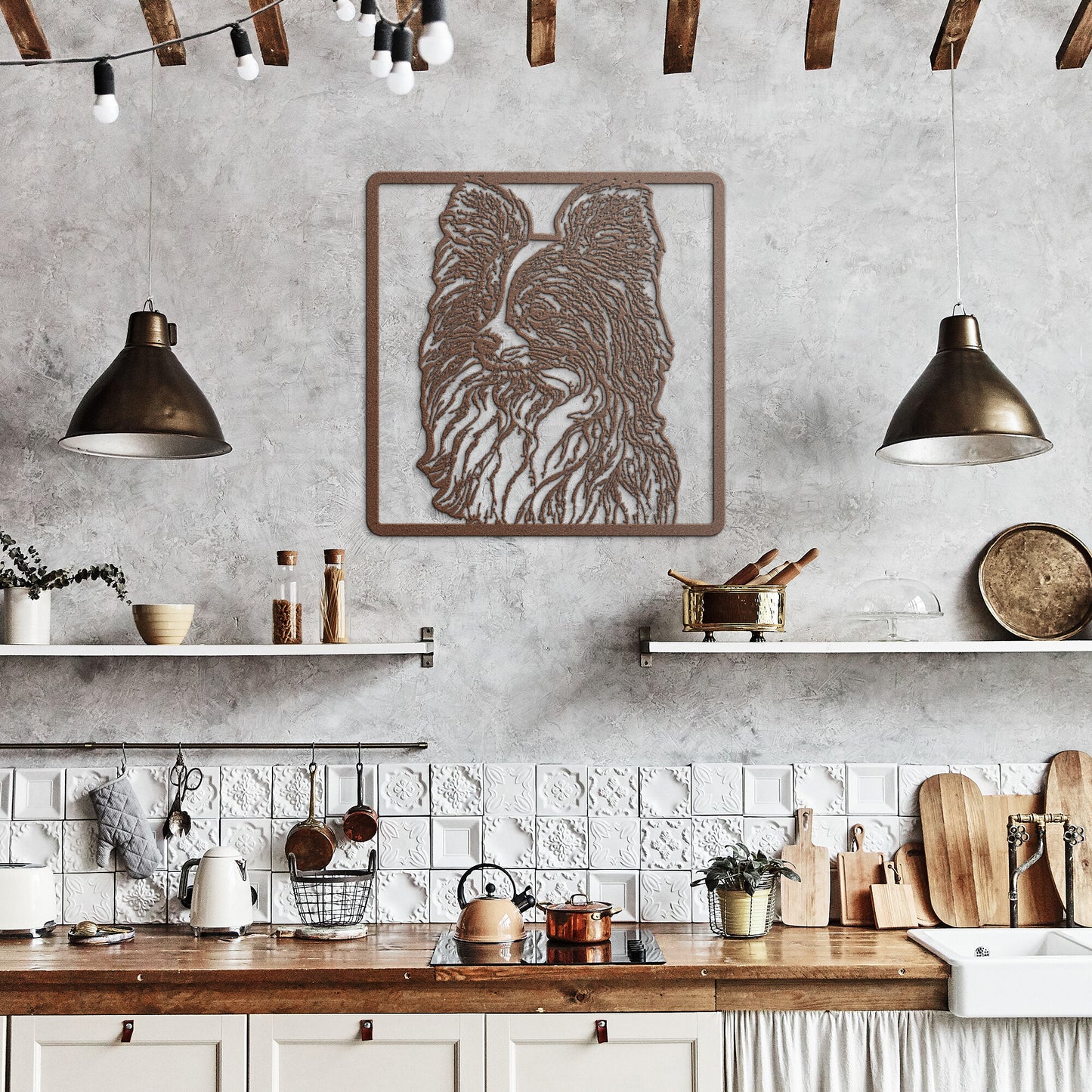 Papillon Metal Wall Cut Out Sign Wall Art Pet Gift