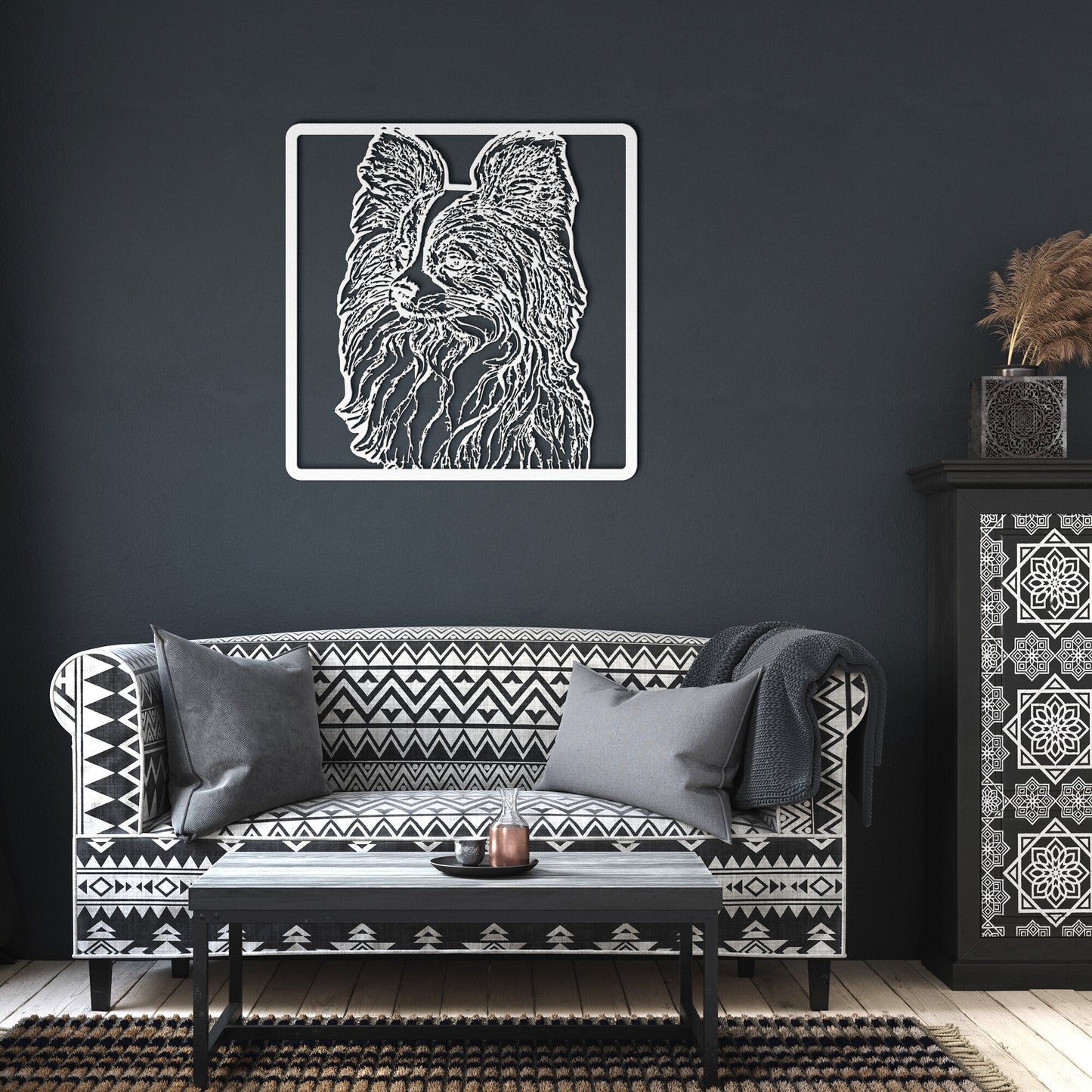 Papillon Metal Wall Cut Out Sign Wall Art Pet Gift
