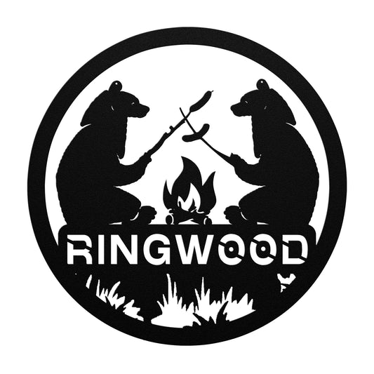 Ringwood New Jersey Metal Sign Campfire Bear Wall Art Decor