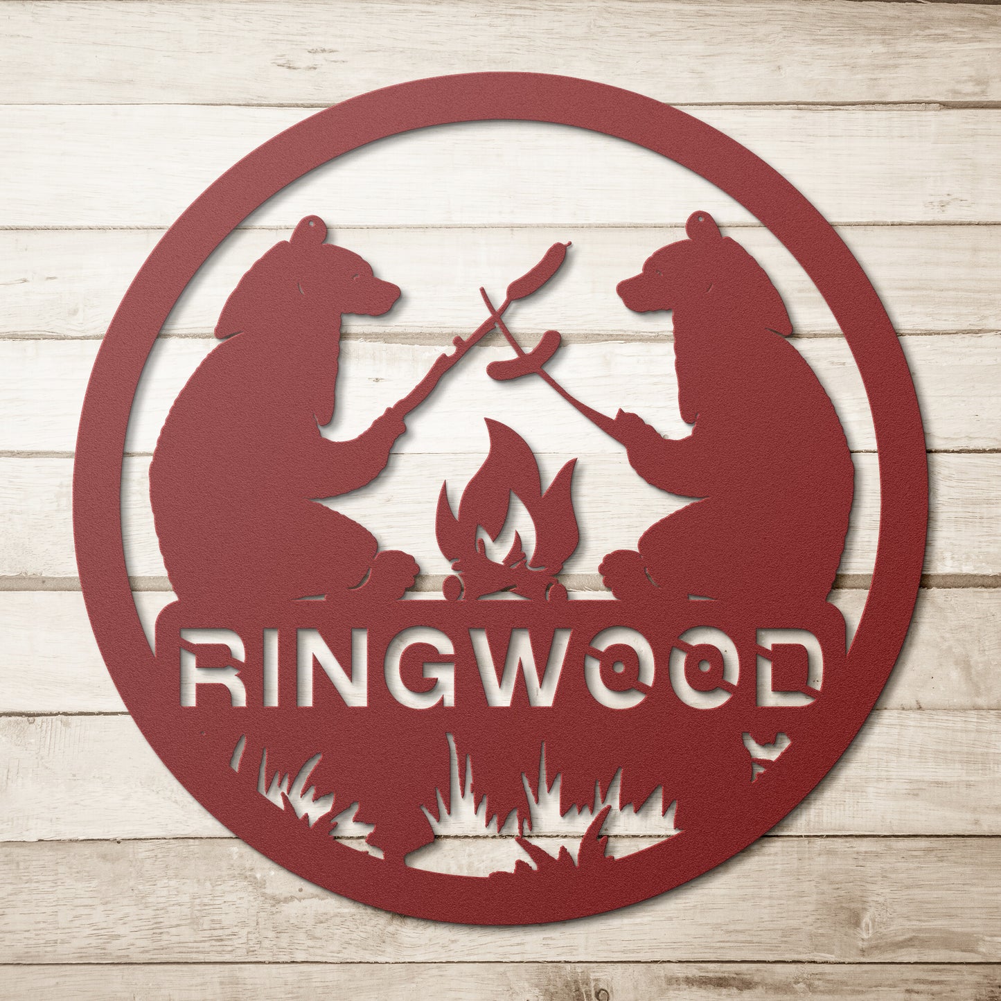 Ringwood New Jersey Metal Sign Campfire Bear Wall Art Decor