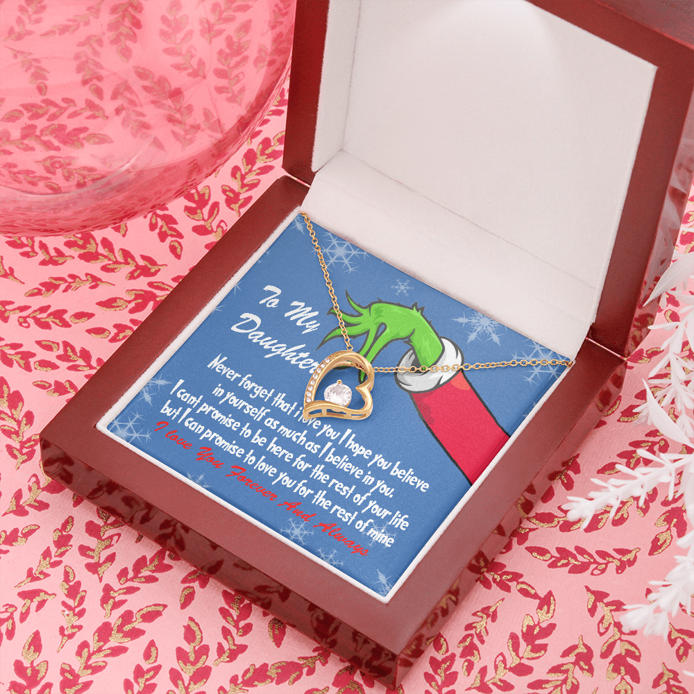 Grinch Heart Necklace for Daughter 14K Gold & Cubic Zirconia Gift