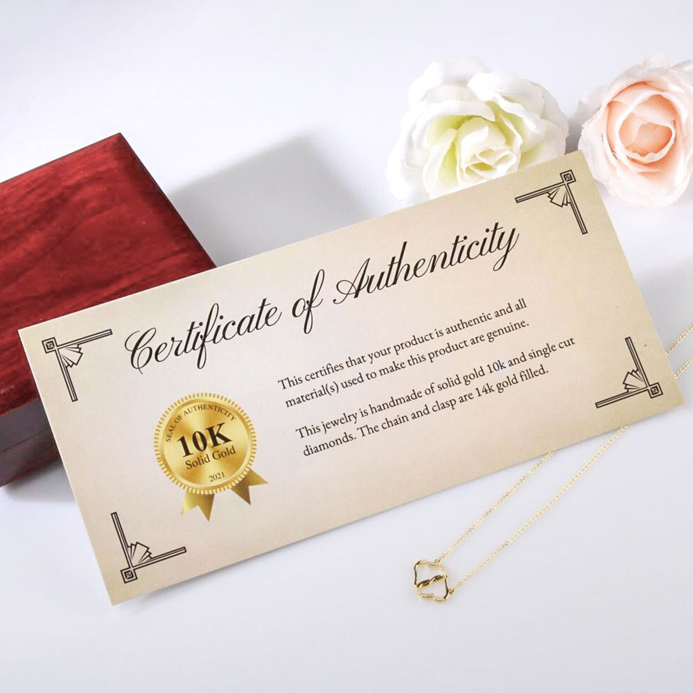 SOLID 10K Gold & Diamonds Interlocking Hearts To My Soulmate Necklace Gift