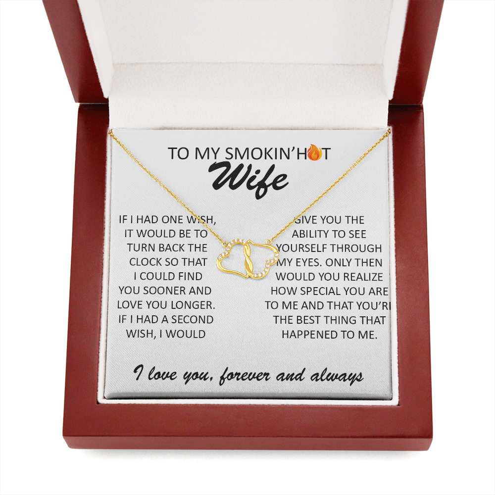 SOLID 10K Gold & Diamonds Interlocking Hearts Smokin' Hot Wife Necklace Gift