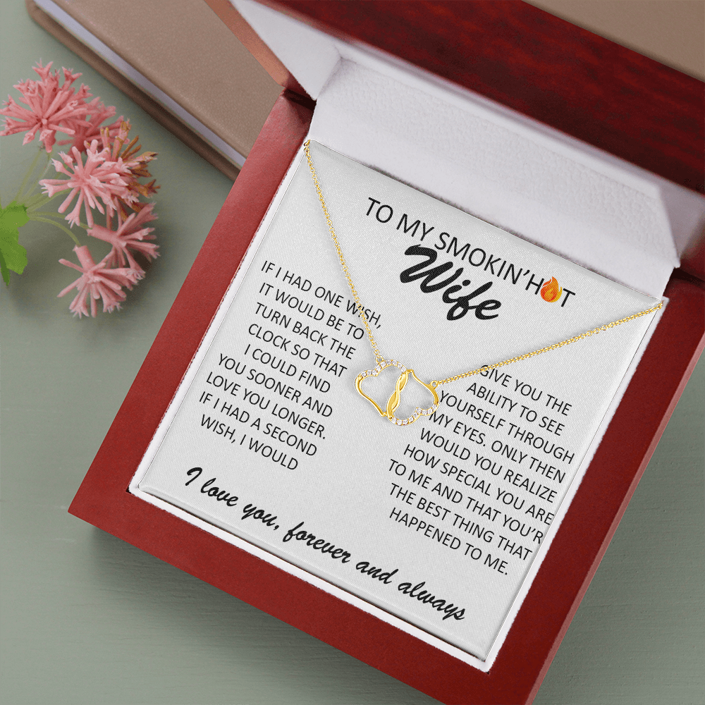 SOLID 10K Gold & Diamonds Interlocking Hearts Smokin' Hot Wife Necklace Gift
