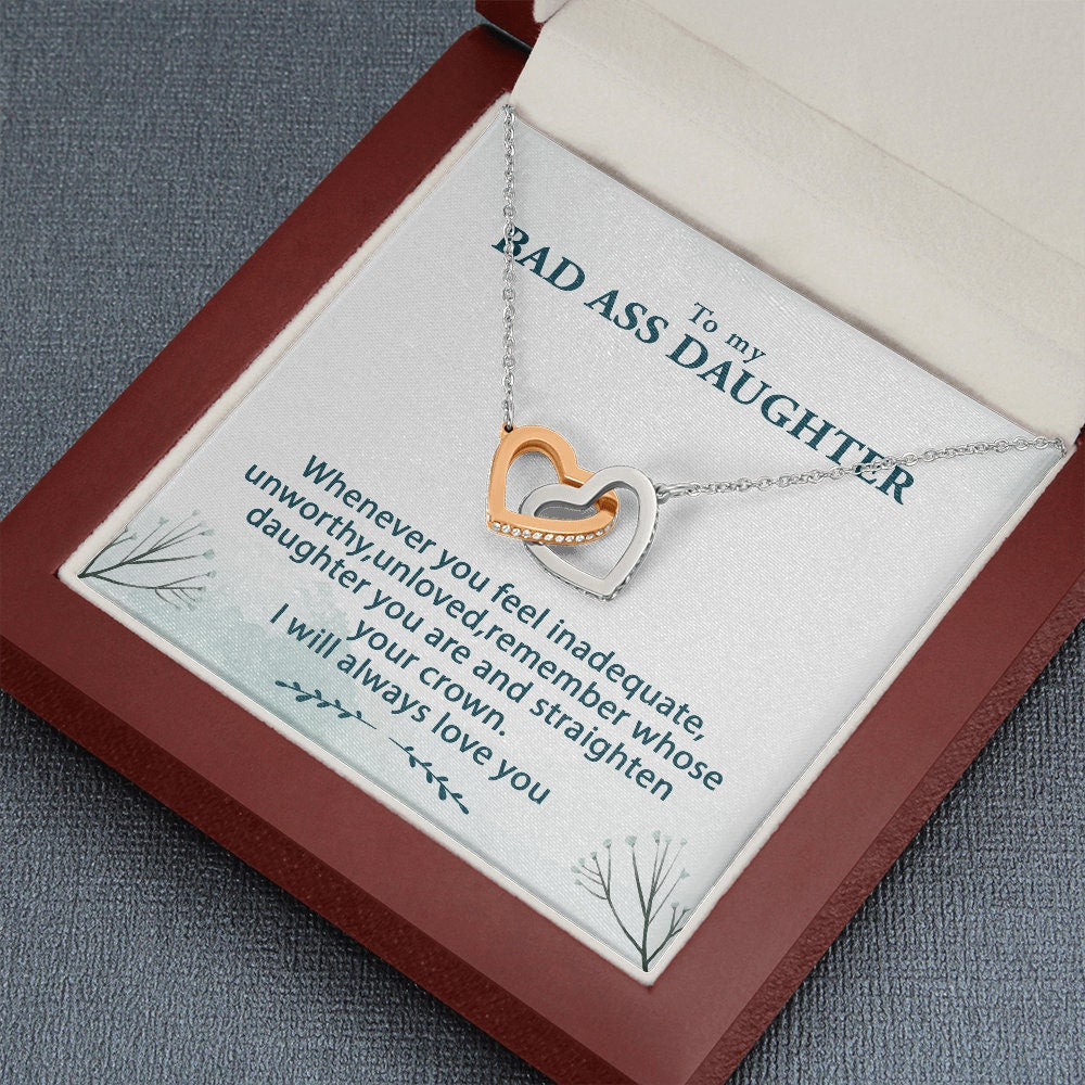 Badass Daughter Interlocking Hearts Necklace Gift for Her