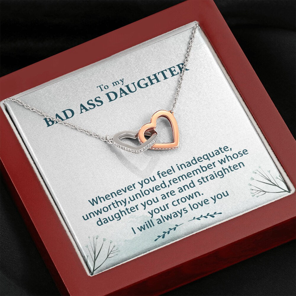 Badass Daughter Interlocking Hearts Necklace Gift for Her