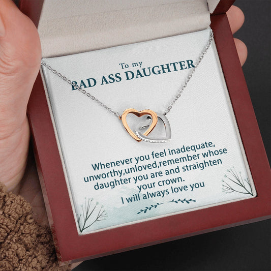 Badass Daughter Interlocking Hearts Necklace Gift for Her