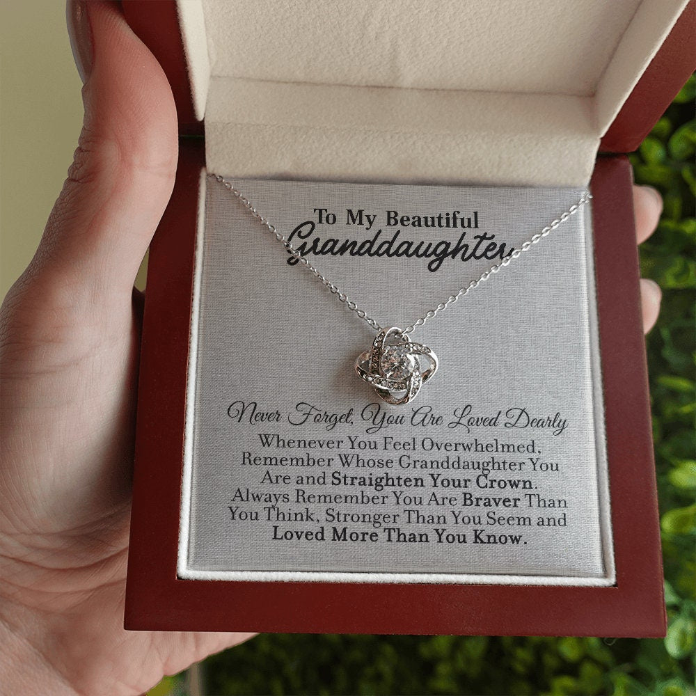 To My GrandDaughter, Forever Love necklace 14K white gold & cubic zirconia pendant gift