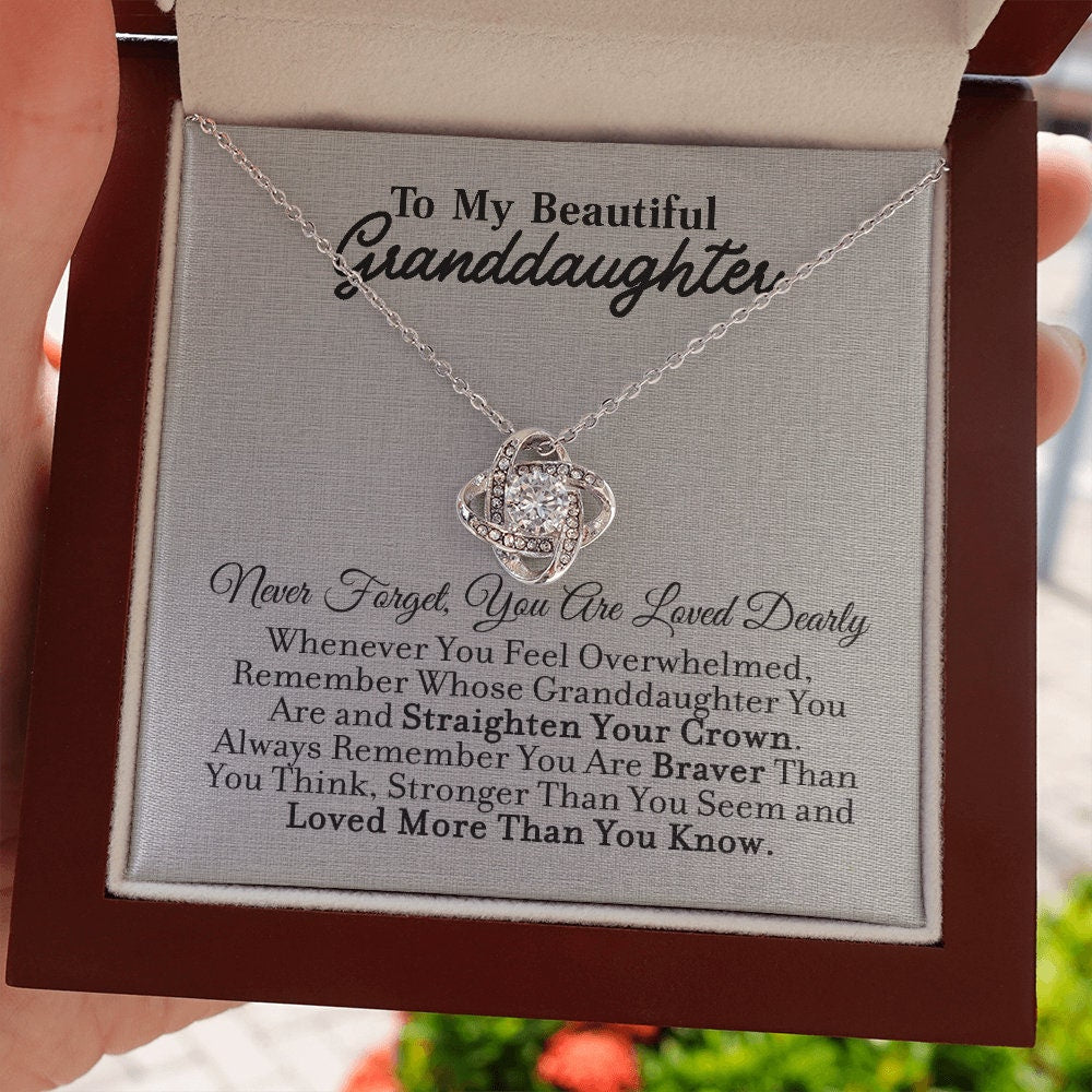 To My GrandDaughter, Forever Love necklace 14K white gold & cubic zirconia pendant gift