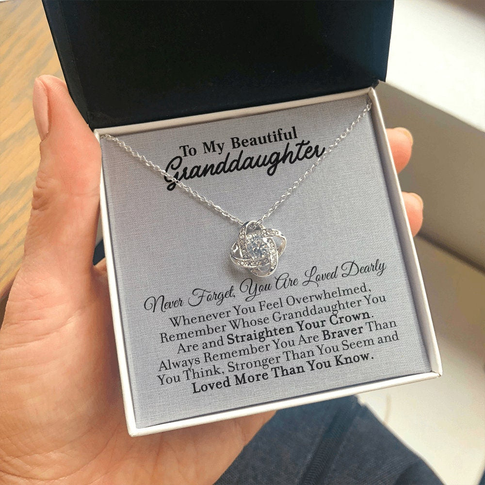 To My GrandDaughter, Forever Love necklace 14K white gold & cubic zirconia pendant gift