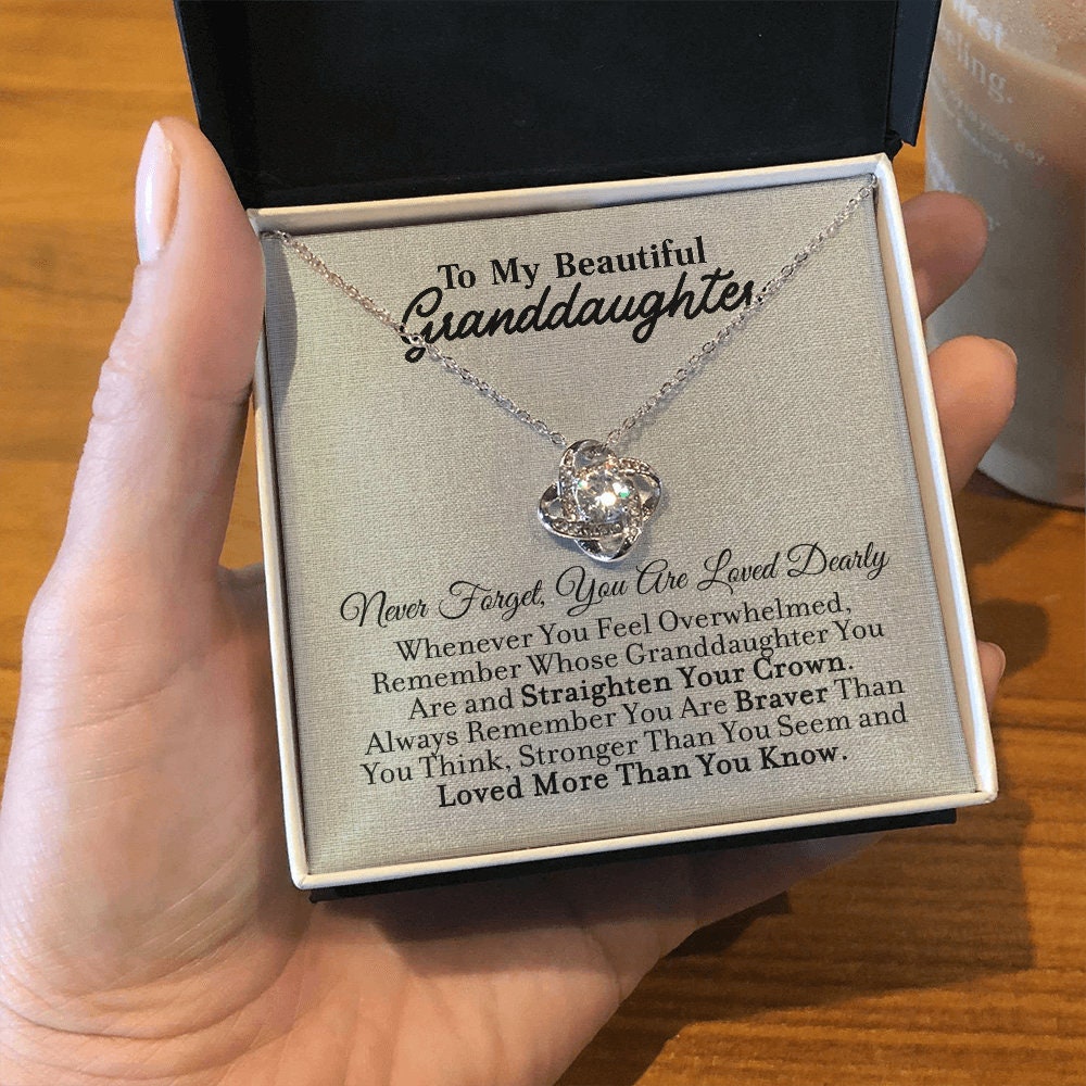 To My GrandDaughter, Forever Love necklace 14K white gold & cubic zirconia pendant gift