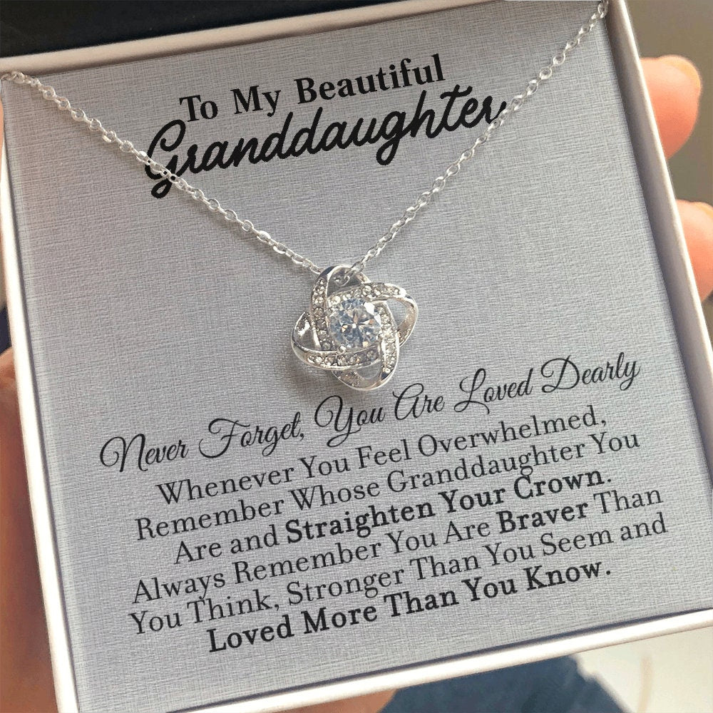 To My GrandDaughter, Forever Love necklace 14K white gold & cubic zirconia pendant gift