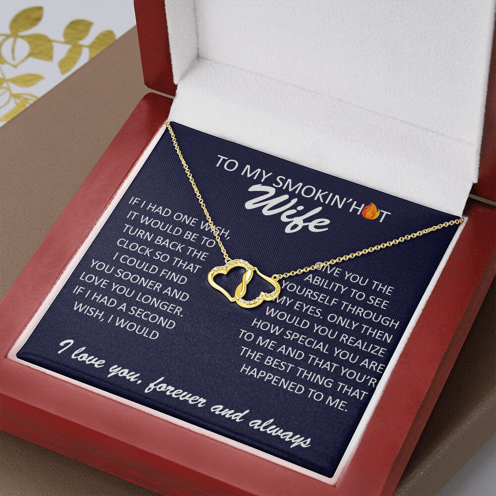 To My Smokin' Hot Wife, Everlasting Love Heart necklace SOLID 14K gold & Diamonds pendant gift