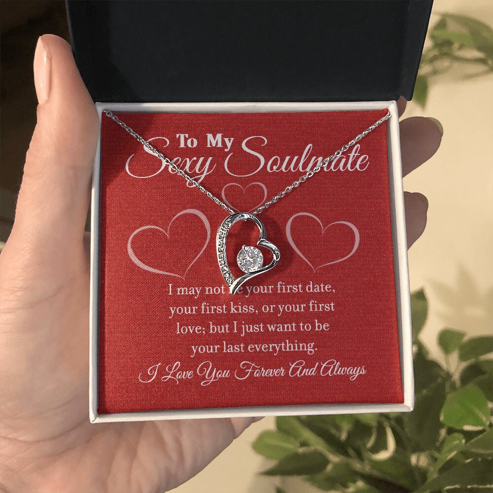 To My Sexy Soulmate, Forever Love Heart necklace 14K white gold & cubic zirconia pendant gift