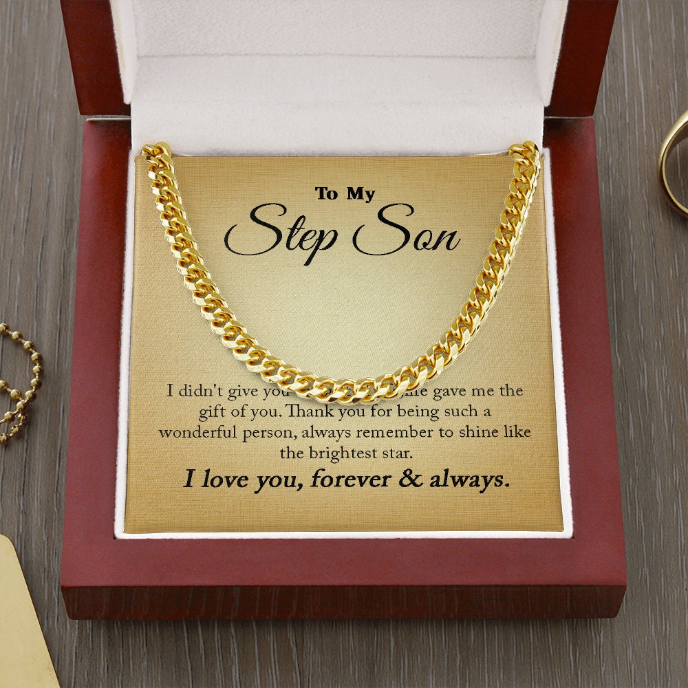 To My Step Son, Chain necklace 14K white gold gift