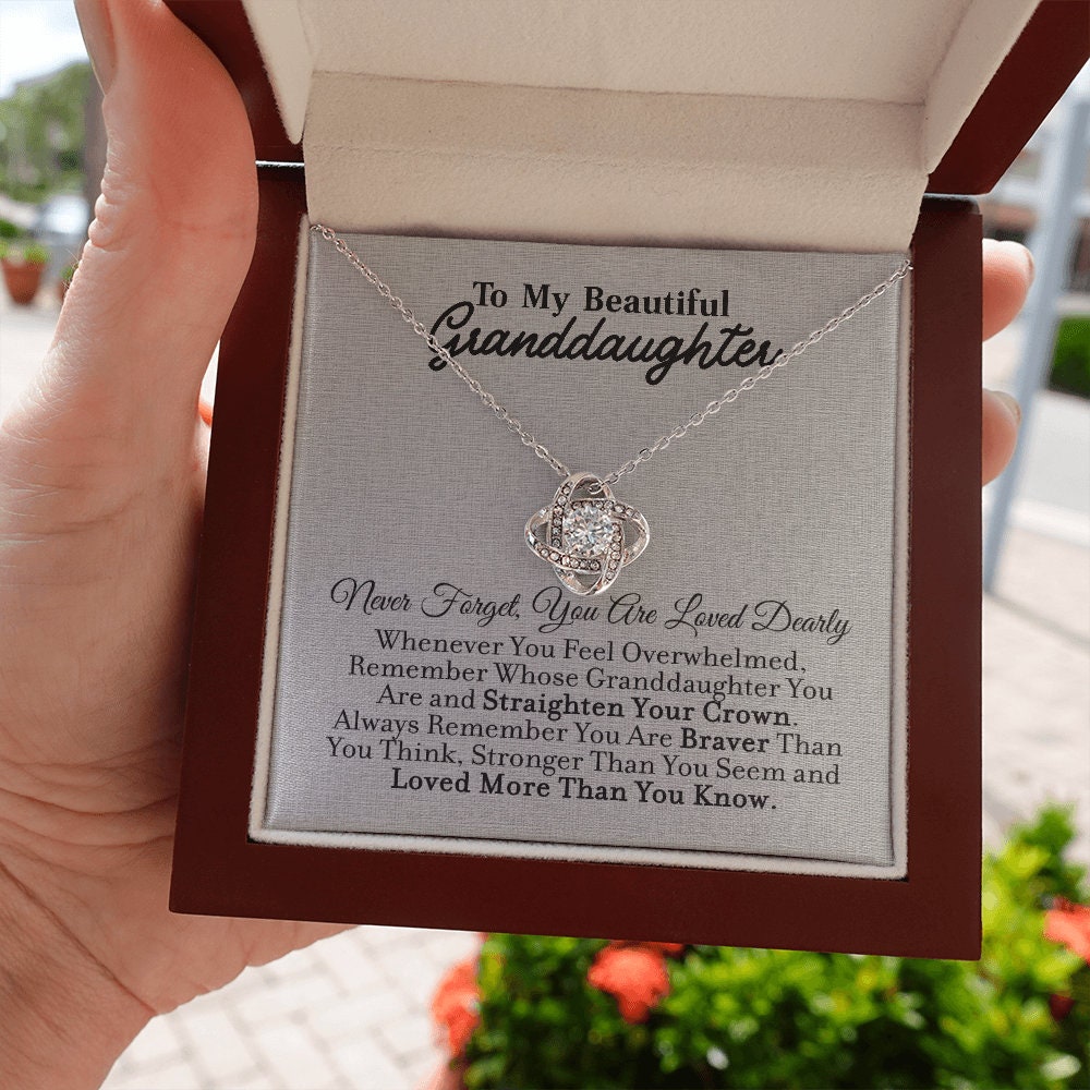 To My GrandDaughter, Forever Love necklace 14K white gold & cubic zirconia pendant gift