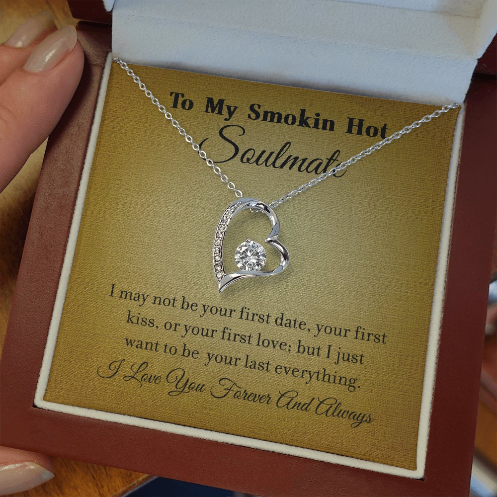 To My Smokin' Hot Soulmate, Forever Love Heart necklace 14K white gold & cubic zirconia pendant gift