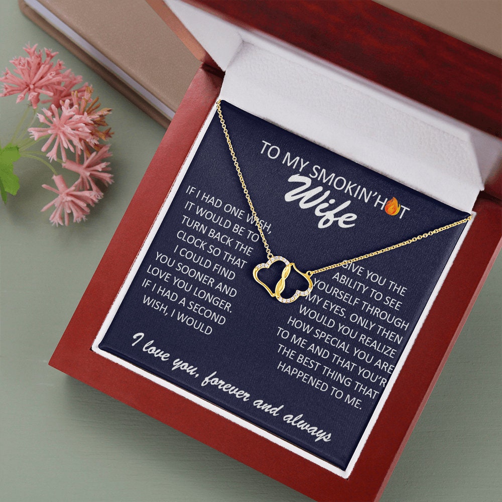 To My Smokin' Hot Wife, Everlasting Love Heart necklace SOLID 14K gold & Diamonds pendant gift