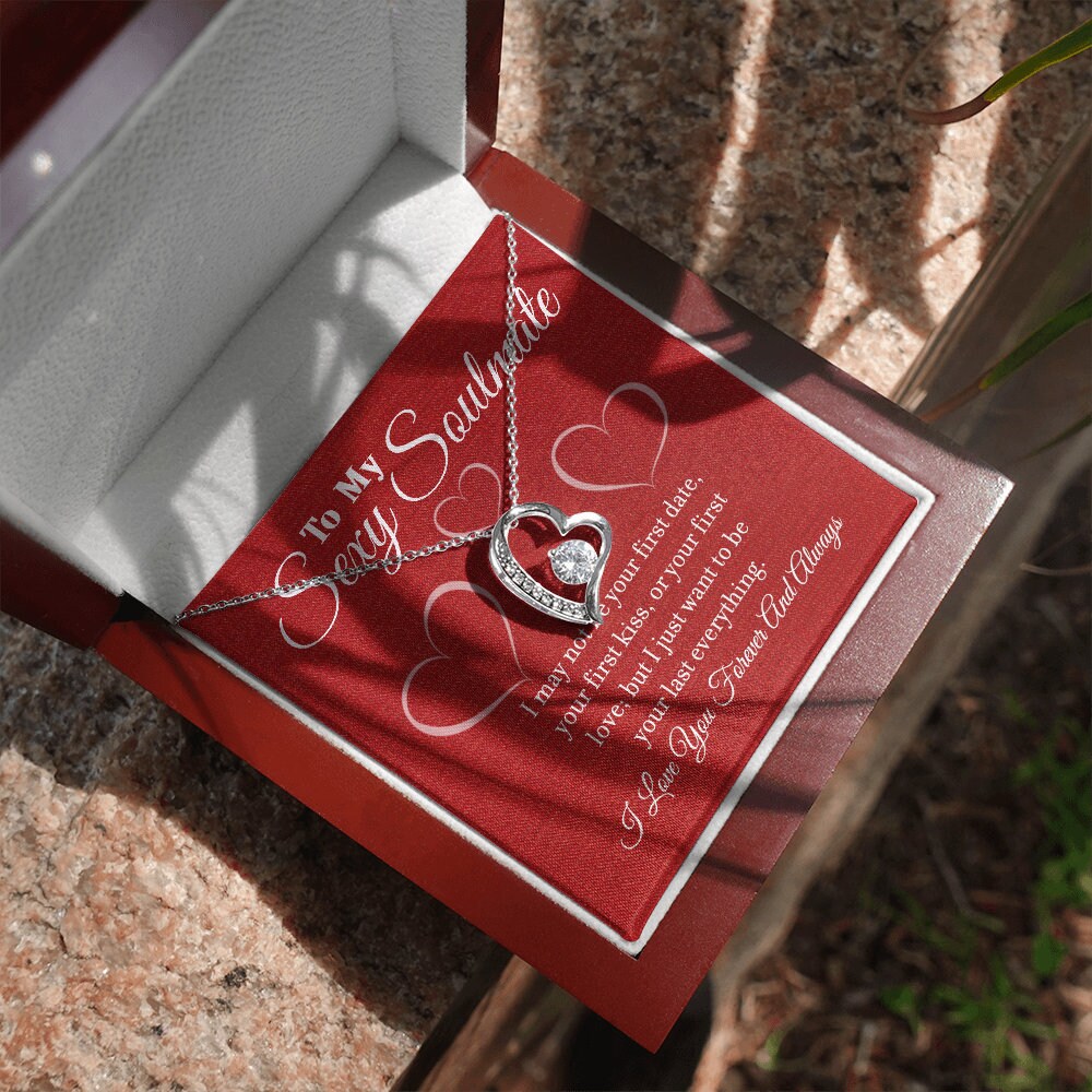 To My Sexy Soulmate, Forever Love Heart necklace 14K white gold & cubic zirconia pendant gift