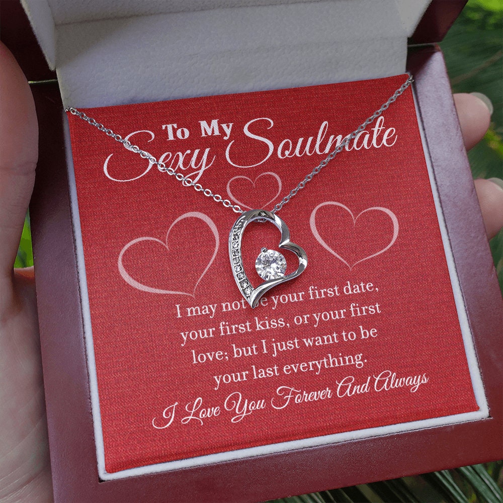To My Sexy Soulmate, Forever Love Heart necklace 14K white gold & cubic zirconia pendant gift