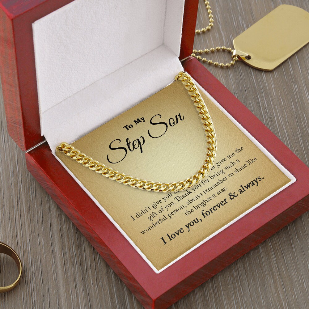 To My Step Son, Chain necklace 14K white gold gift
